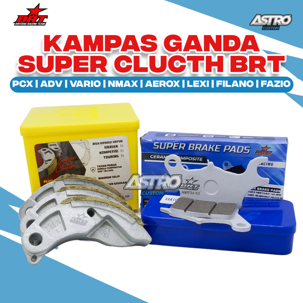 Kampas Ganda BRT Vario 125 150 PCX ADV 150 160 Free Brake Pad H-5 Ceramic Racing