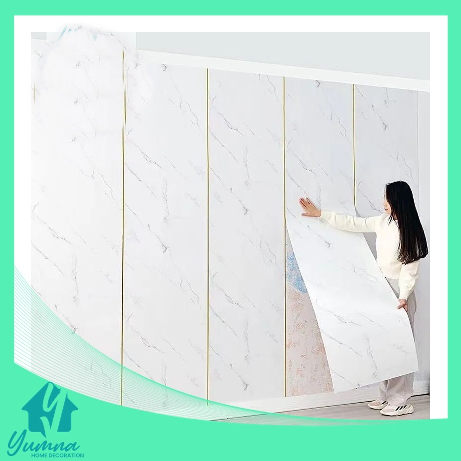 Wallpaper Motif Marmer L 60 x P 300 GLOSSY Sticker Dapur anti minyak marble backdrop tv mewah-MARMER