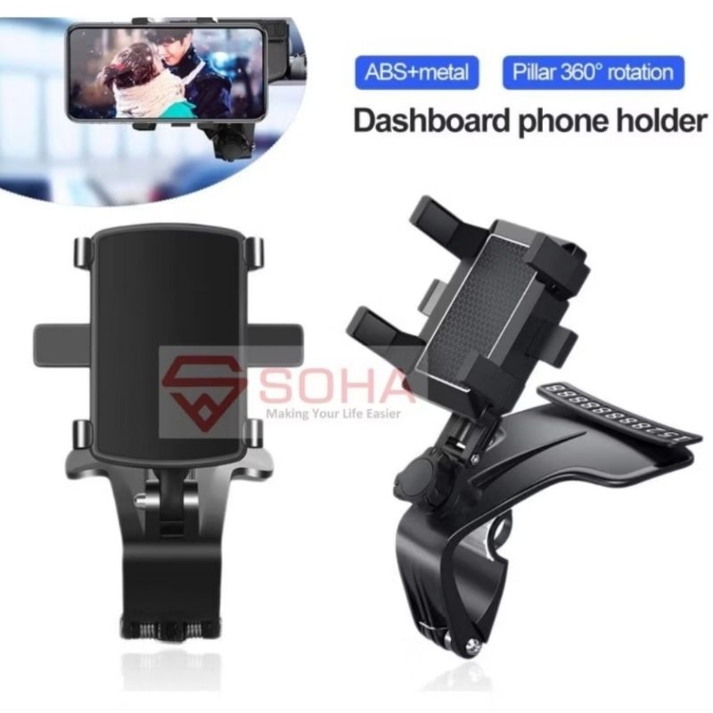 CHM-015 Car Holder HP Dashboard (BEKAS) Puter 360 Derajat Universal di Sun Visor / Spion Mobil/