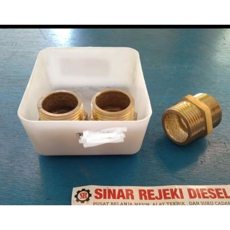Double Neple / Dobel Nepel Fitting Selang Pipa Kuningan 1 x 1 Sachio
