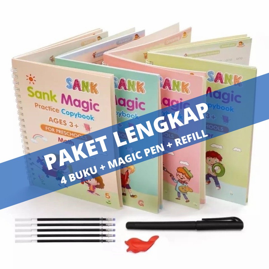 

Buku Menggambar Menulis Dan Berhitung Sank Magic Set 4 Buku+ Pulpen Buku Edukasi Anak