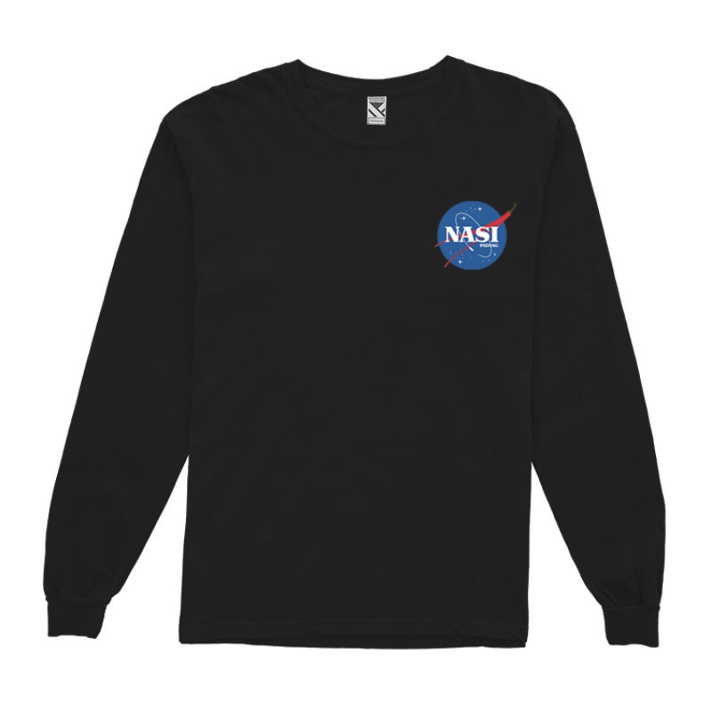 Zerotwentytwo Longsleeve Nasa Black | Kaos Lengan Panjang Nasa Black Pria Parodi Plesetan Lucu