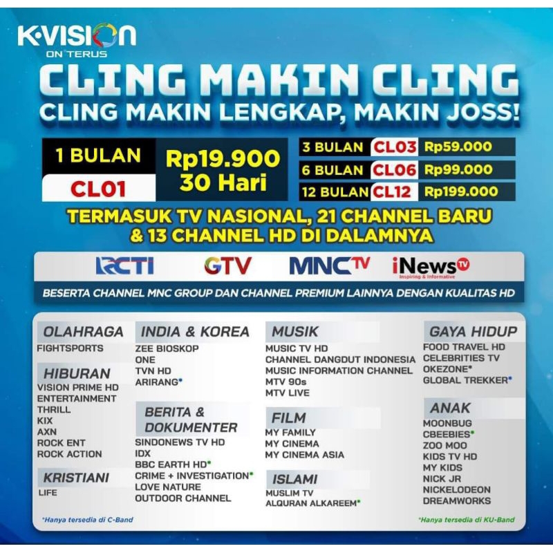 PAKET KVISION CLING LANGSUNG AKTIF