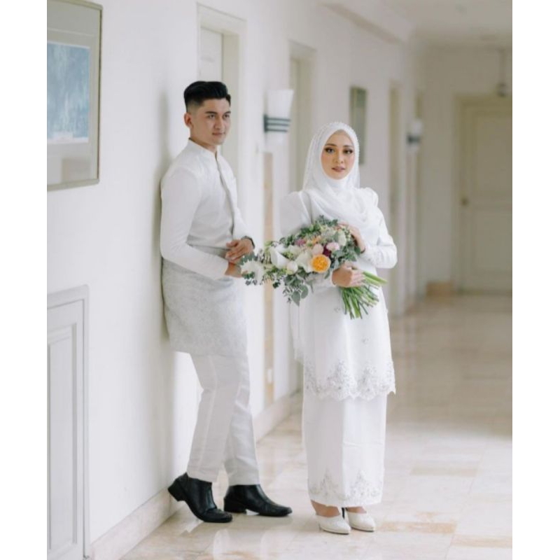 set syar'i/ pengantin Melayu/ set baju kurung/ Malaysian wedding/ baju pengantin Malaysia/ setelan M