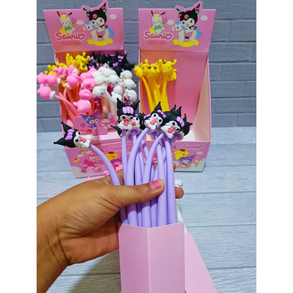 

(6 PCS pen) PEN PENA LENTUR GOYANG ELASTIS SANRIO KUROMI CINAMOROLL