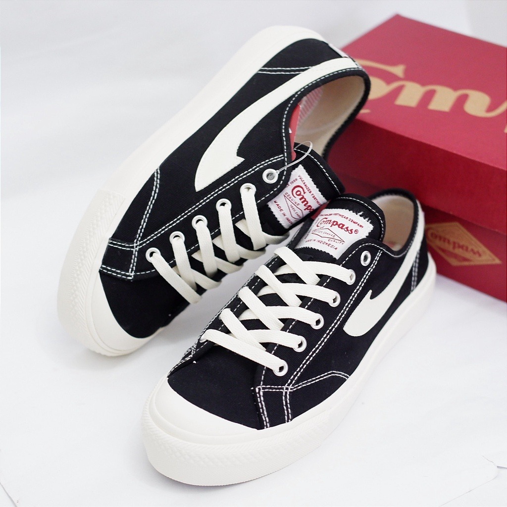 Sepatu Compass Gazelle Black White High/Low Original Retail Termurah