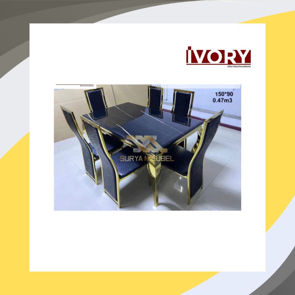 Meja Makan Marmer 6 Kursi
