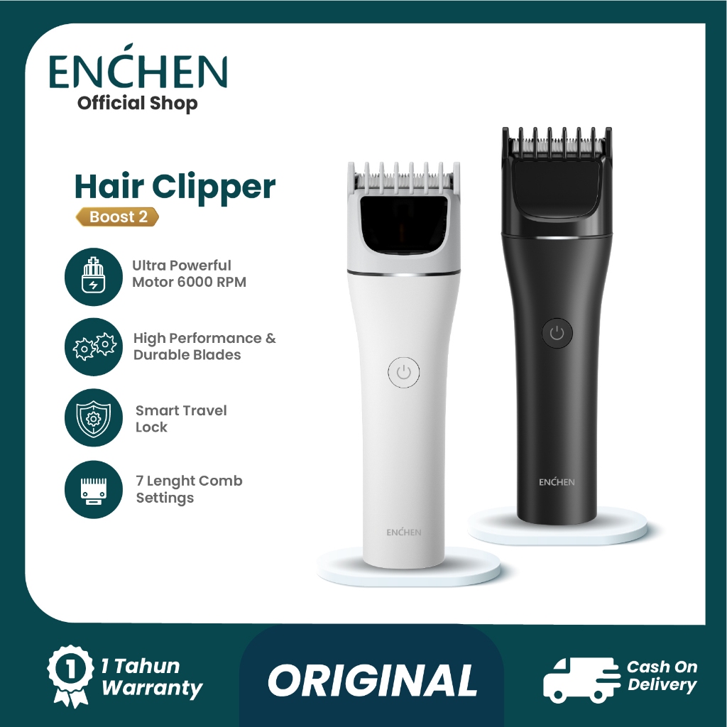 ENCHEN Boost 2 Alat Cukur Elektrik Hair Clipper Ceramic Smart Trimmer Travel lock