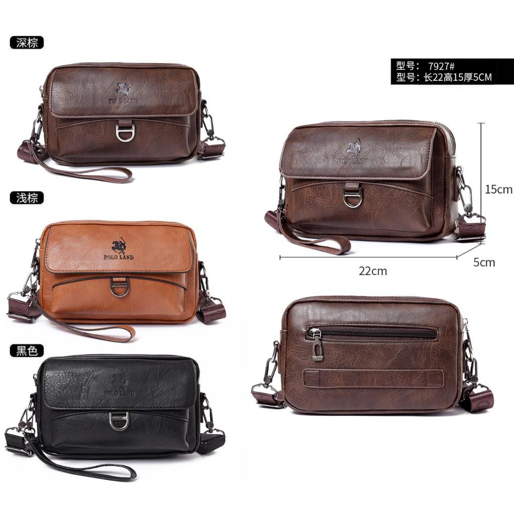 Tas Selempang Kulit Pria Trendy / Handbag Kulit Polo / Tas Handbag Pria Kulit