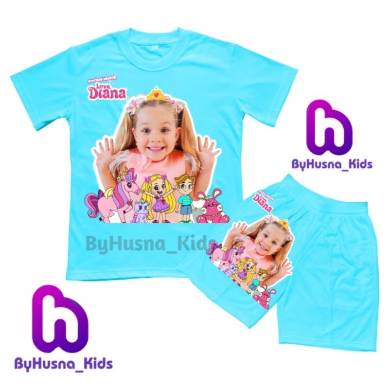 SETELAN LOVE DIANA BAJU ANAK KAOS ANAK CUSTOM LOVE DIANA ROMA VLOG YOUTUBE KIDS DIANA SHOW UNISEX BA