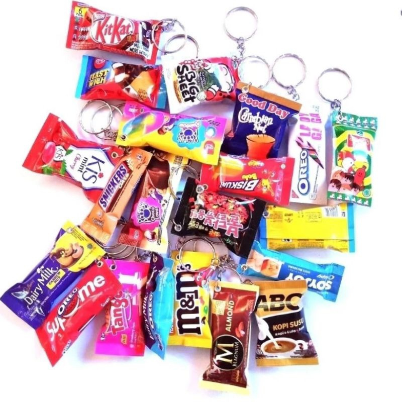 JAEMIPURPLE | Gantungan Kunci 3D Unik Souvenir Ganci Snack Minuman Kunci Motor Mobil Pintu Gembok Ru