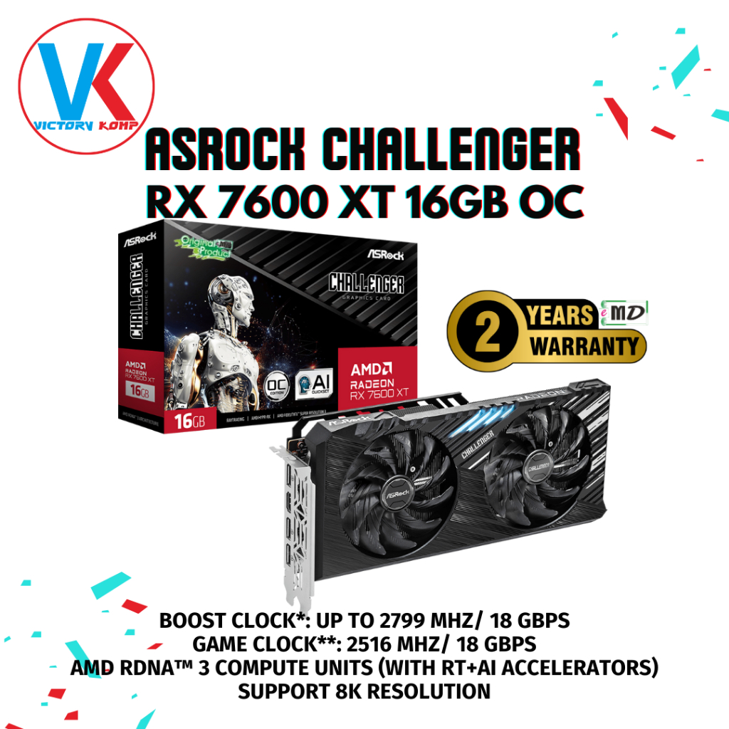 NEW ASRock RX 7600 XT 16GB Challenger - Garansi Resmi