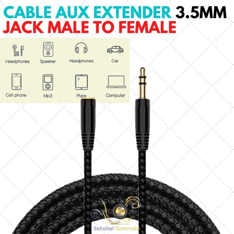 Kable Aux Extender 3.5mm Jack Male to Female 3m 4.8m Extension