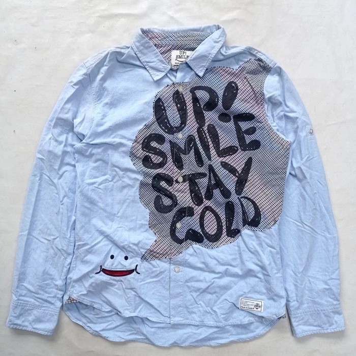kemeja Up Smile patchwork oxford casual shirt