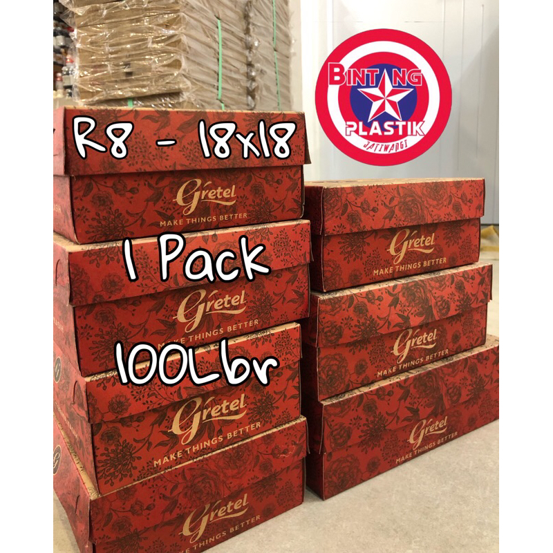 

TOP BRAND!! [ 1 Pak 100Lbr ] Dus Nasi / Kue Snack Box Kraft Batik Uk R8 - 18x18 Gretel Brown Hansel FoodGrade MAJALENGKA