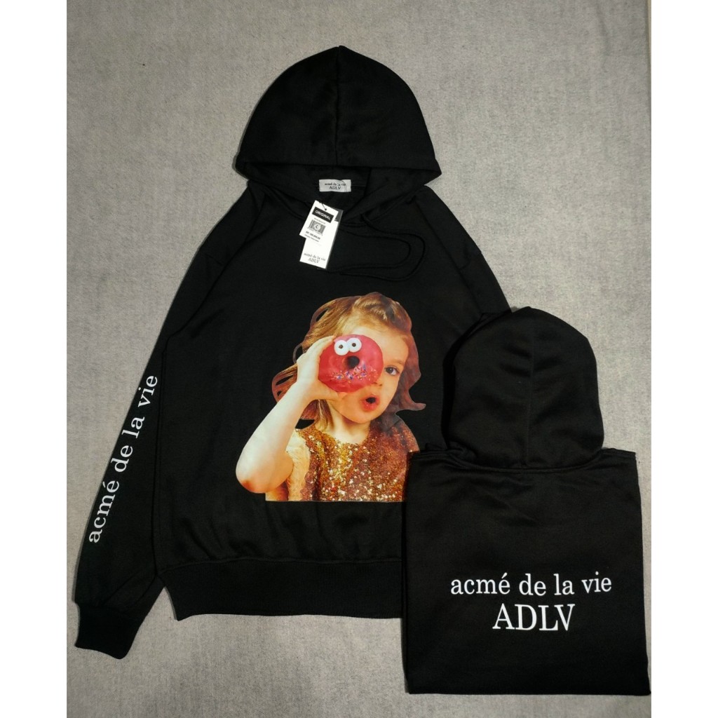 ADLV Acm de la vie Baby Doughnuts Hoodie Mirror Unisex Sweater Hoodie Mythology - Black Hoodie Pria