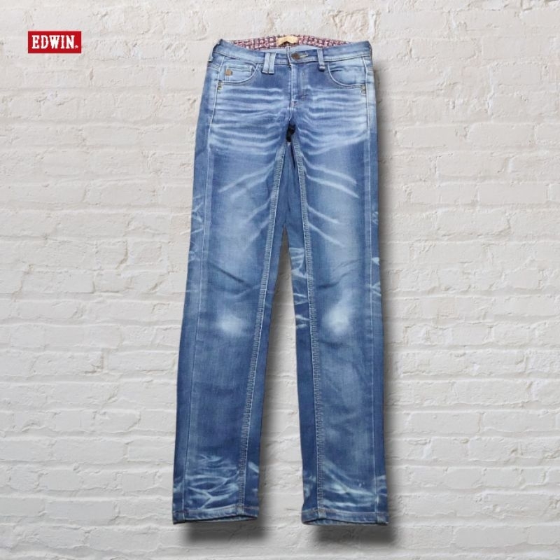 Celana Panjang Longpants Jeans Edwin Something Light Blue Washed Fading Skinny Original Second Prelo