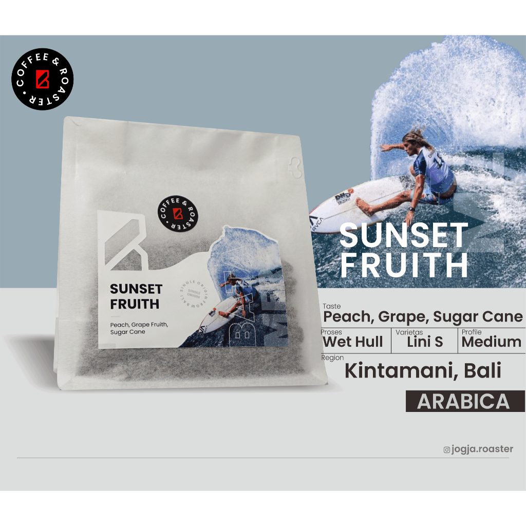 

Sunset Fruith Bali Kintamani – Biji Kopi Fresh Roasted 100 gram | Whole Bean/Giling | untuk kafe | untuk kedai kopi | untuk home brew