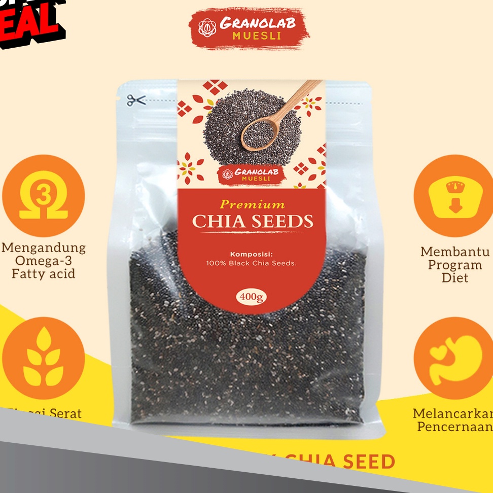 

BIG SELLER Premium Black Chia Seed Chiaseed Paraguay Granolab Muesli