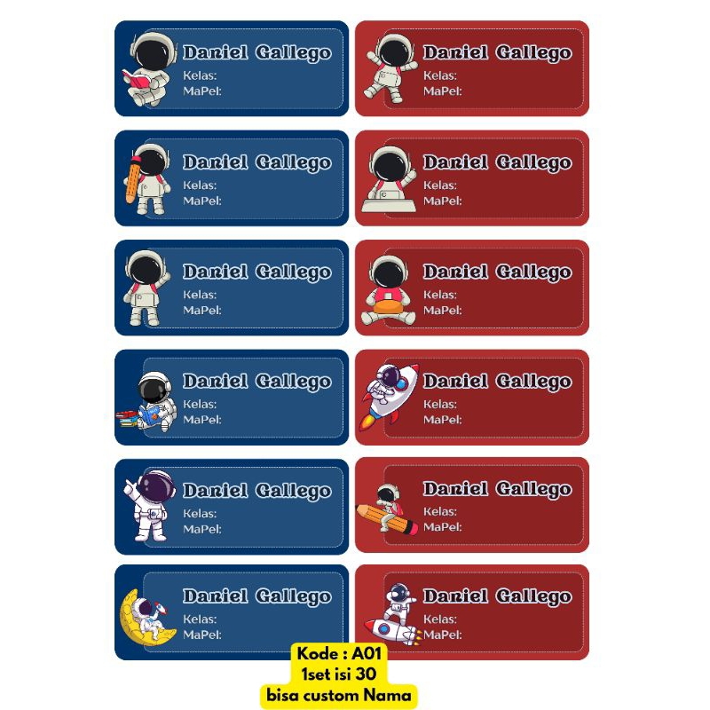 

Stiker Nama / Label Nama Buku anak