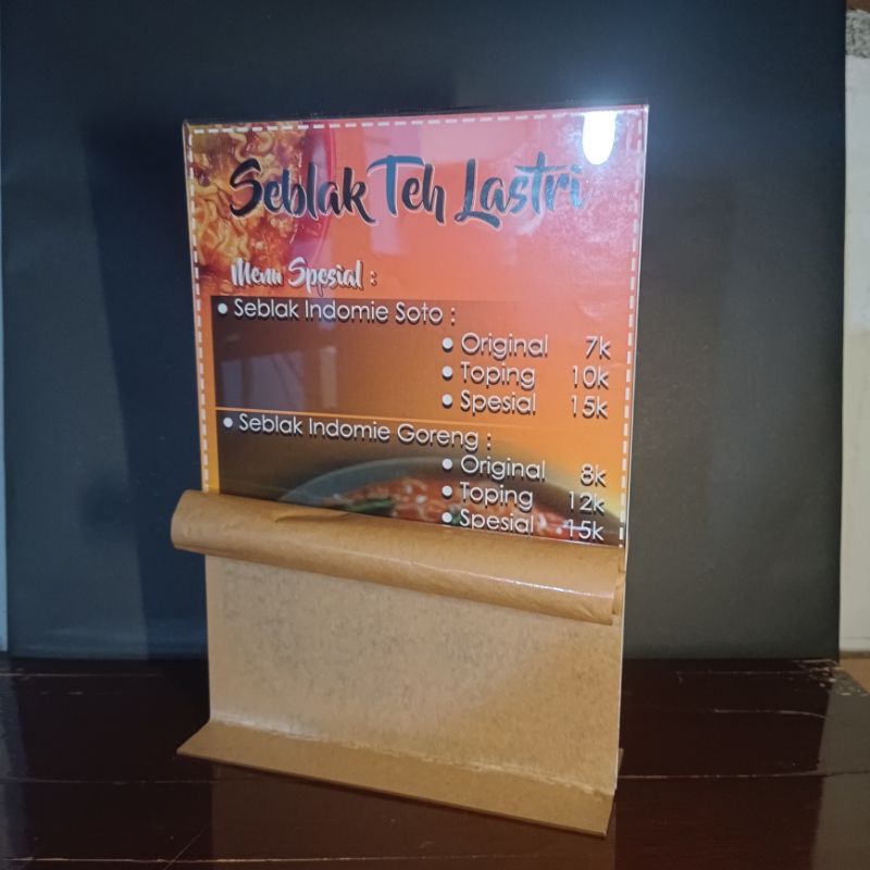 

Akrilik Tempat Menu Brosur Barcode QR ukuran A4 30 x 21 cm Tebal 2mm