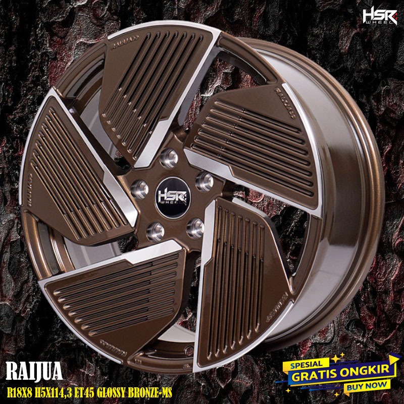 Velg Mobil CRV HRV BRV Ring 18 Terbaru HSR Pelek Variasi R18 Lubang 5 Type RAIJUA
