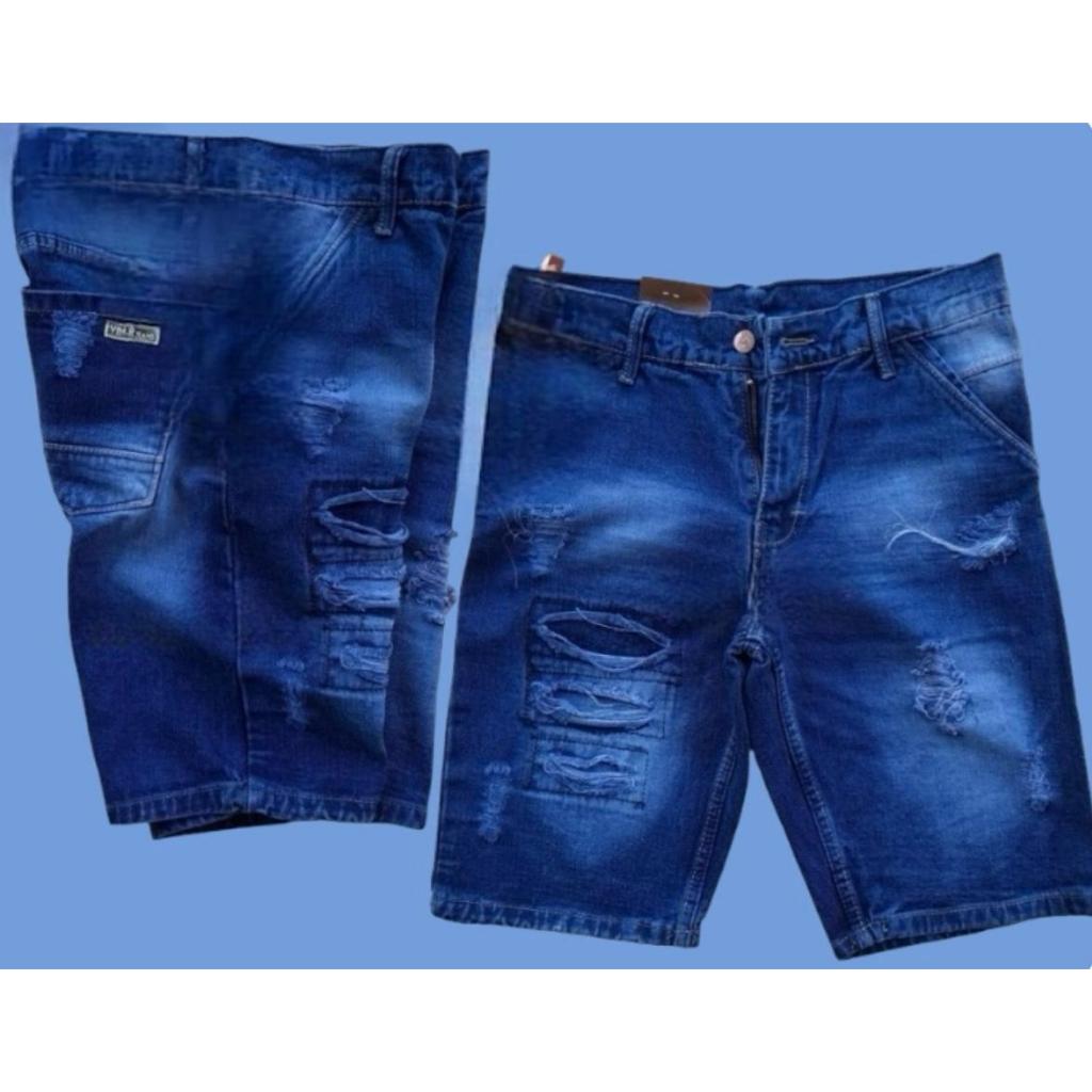 CELANA JEANS PENDEK PRIA COWOK CELANA JEANS LAKI LAKI DENIM MURAH  CELANA PENDEK ROBEK BERLAPIS PRIA