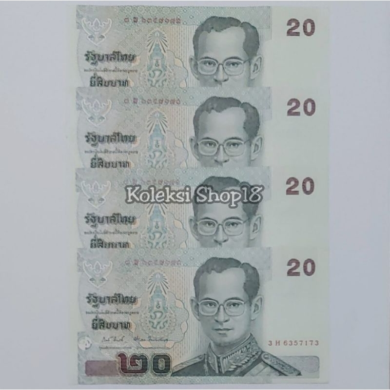 Koleksi Uang Asing Thailand Bath Pecahan 20 Bath Old Series