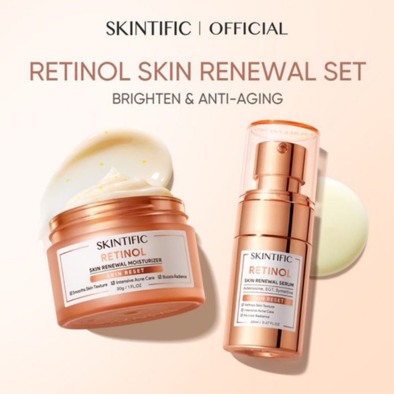 [READY] SKINTIFIC Paket 2 Pcs Anti Aging Retinol Set Gentle A Retinol Renewal Serum | Serum Retinol 