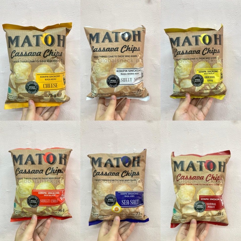 

MATOH CASSAVA CHIPS CHEESE / ORIGINAL SOYA / SWEET SALTY