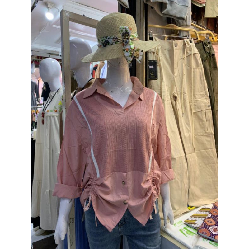 NEW BLOUSE KATUN BANGKOK IMPORT/ BLOUSE KATUN MIX RAJUT IMPORT/ ATASAN KEMEJA WANITA/ KEMEJA KATUN B