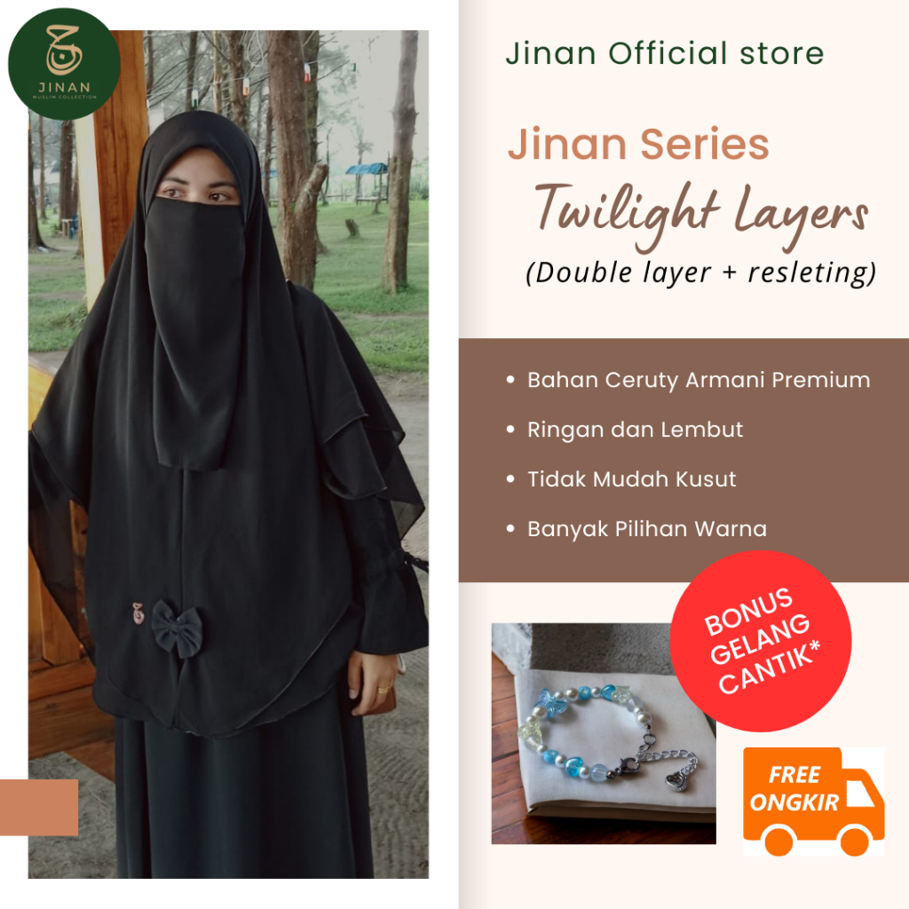 JINAN Khimar Instan Khimar Malaysia plus Cadar - Hijab instan Syari - Khimar Resleting Khimar Zipper