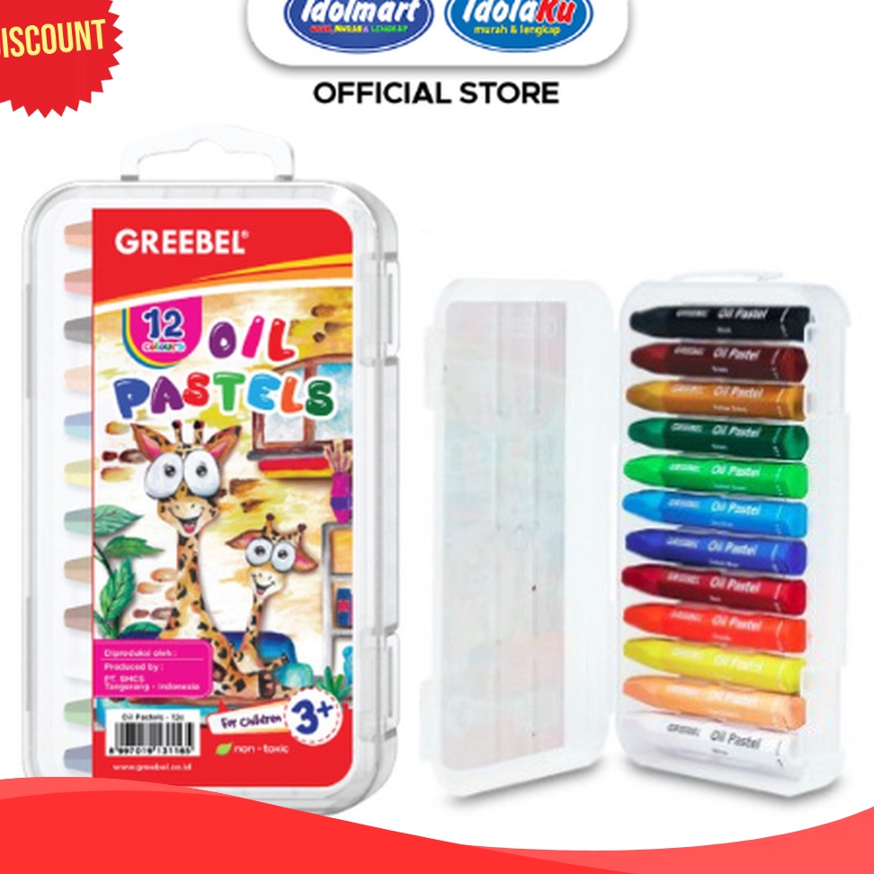 

GARANSI PRODUK IDOLMART GREEBEL CrayonKrayon Kids Oil Pastel 12 Warna Crayon Greebel