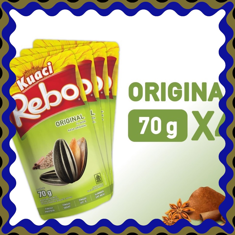 

KESEMPATAN EMAS Rebo Kuaci Bundling 4 PCS Varian Rasa Original 7 Gram