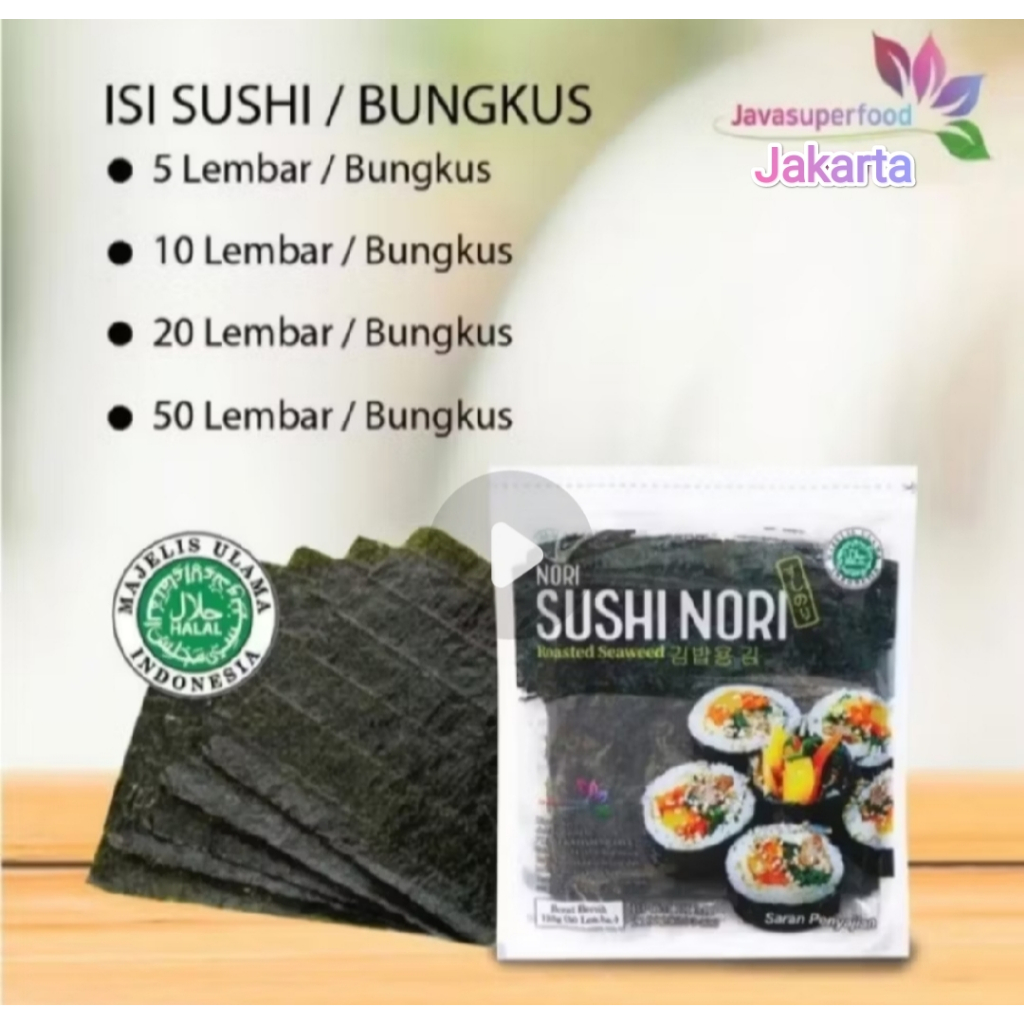 

bGF Sushi Nori Roasted Seaweed Rumput Laut Panggang - 25g - 10 lembar - Halal