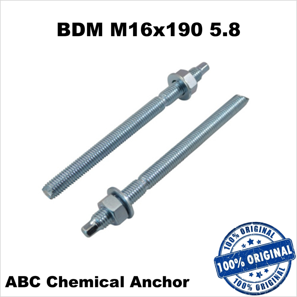 Angkur BDM Stud Bolt M16x190 Grade 5.8 Chemical Angkur