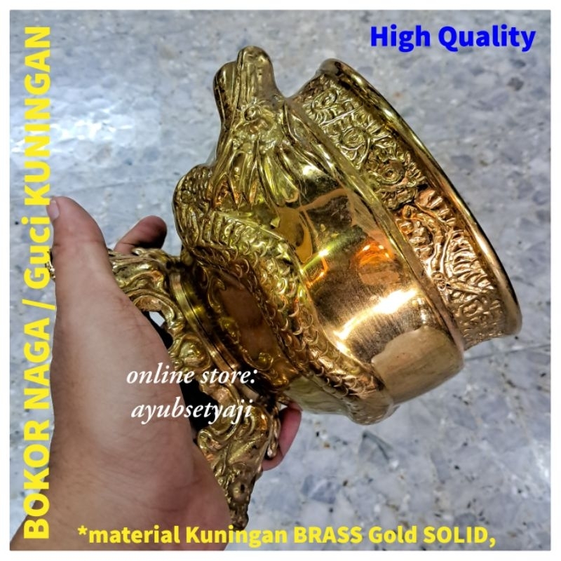 Bokor Kuningan NAGA ukir Dekorasi Piring SULTAN Guci Bejana BRASS antik Mangkuk Hias Cawan mewah kla