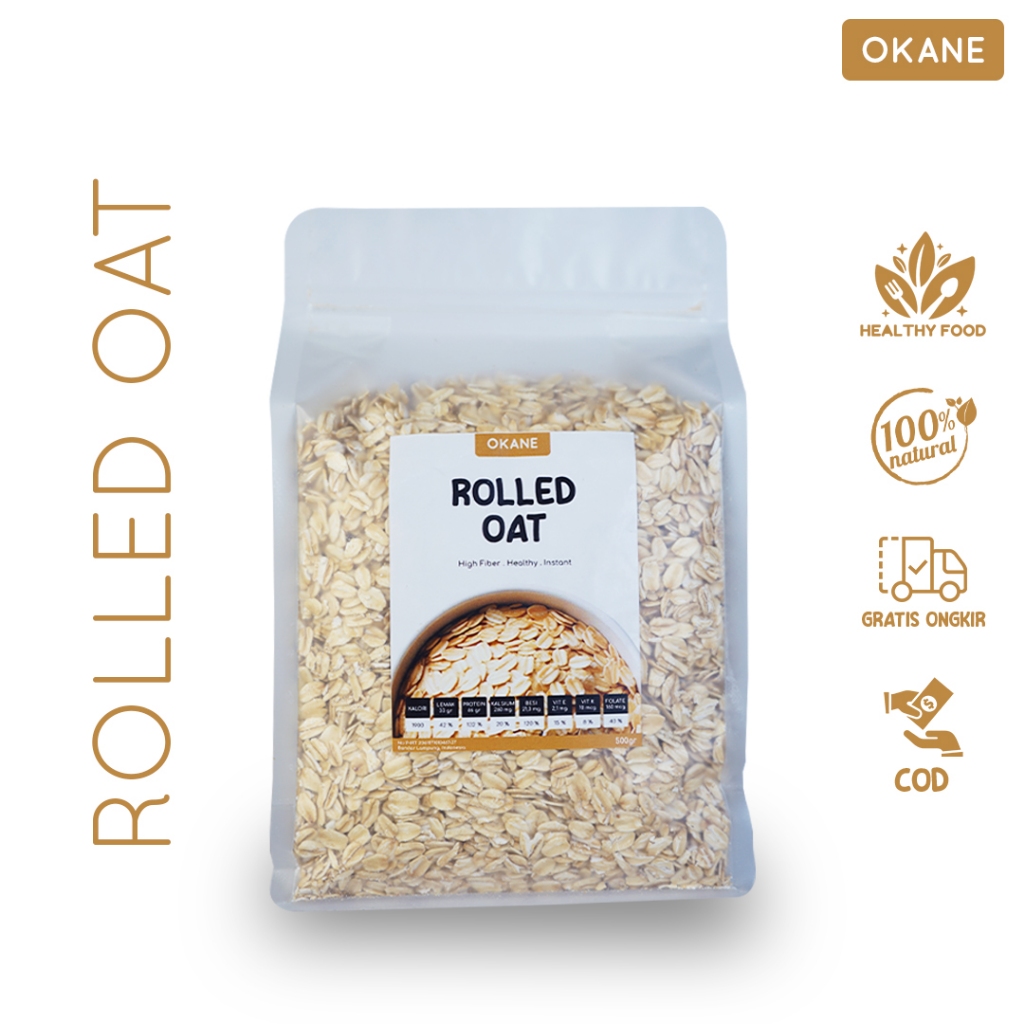 

Rolled Oat Premiun 500 gr OKANE / Gandum Giling Sereal Sarapan Sehat 500 gr