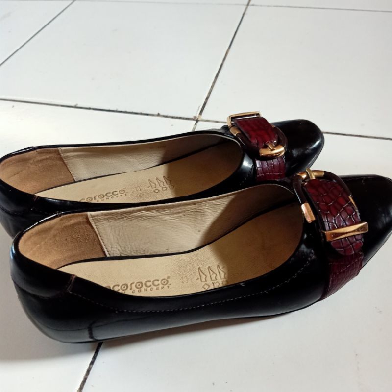 preloved BOCOROCCO ♥️ flat shoes sepatu kerja hitam sepatu kulit