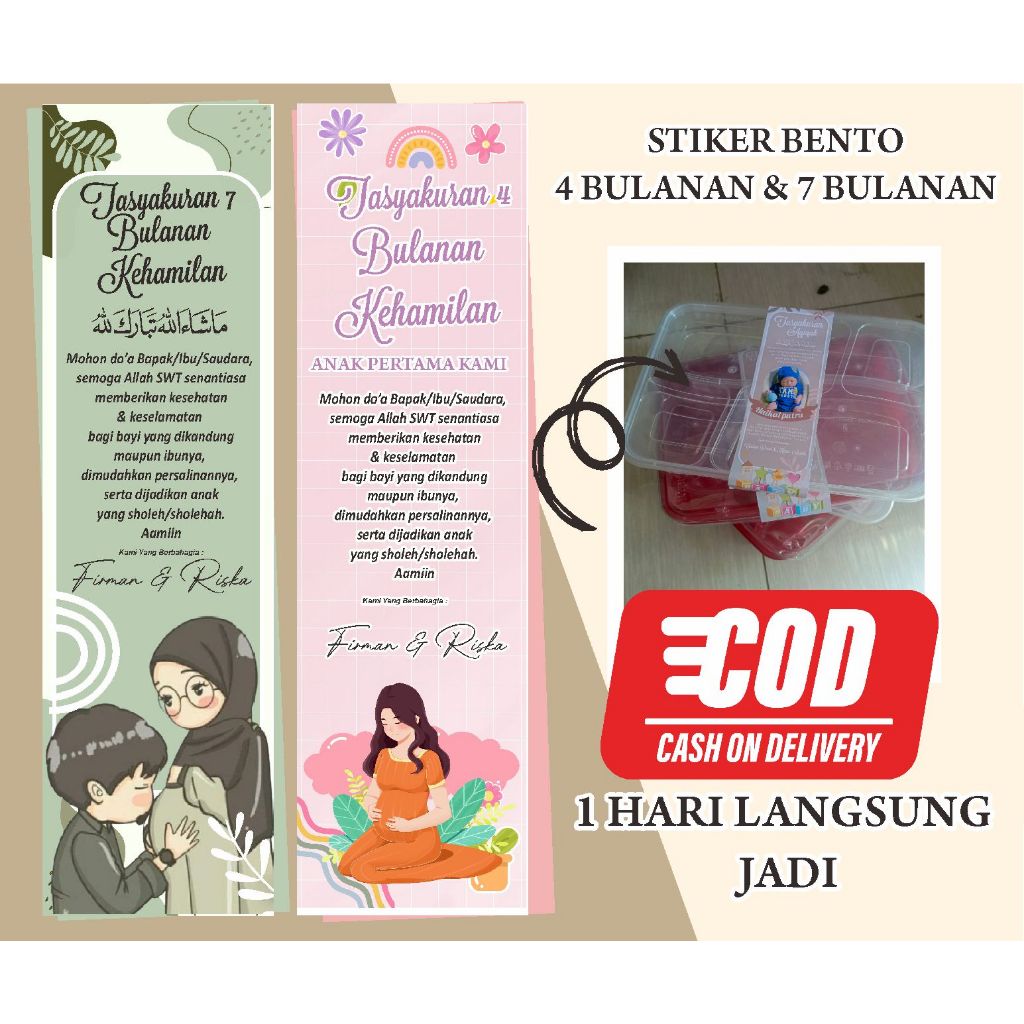 

Stiker Tasyakuran Kehamilan 4 bulan dan 7 bulanan kehamilan BENTO 6cm x 20cm | 1 Hari Langsung Jadi