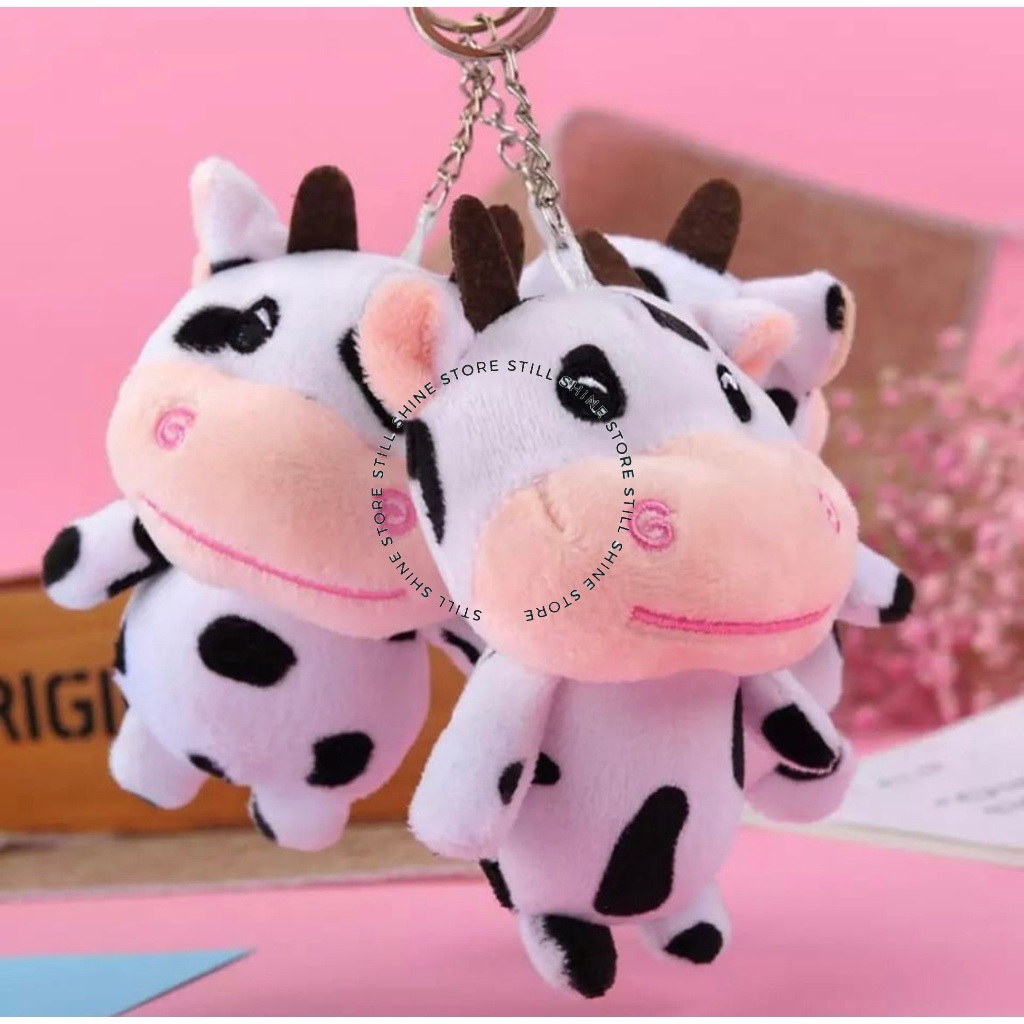 Aksesoris Gantungan Tas Ransel Selempang Sling Bag Wanita Model Boneka Sapi Imut Lucu