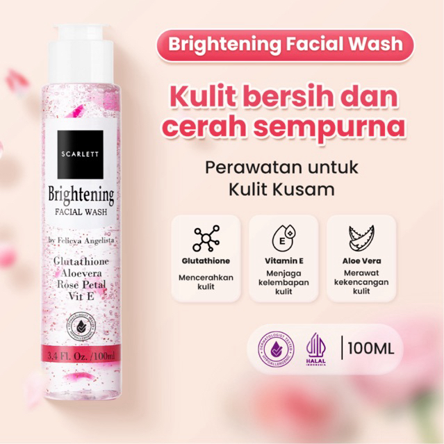 SCARLETT Whitening Brightening Facial Wash | Sabun Cuci Muka Clean | Pemutih Wajah Acne Facial Wash 