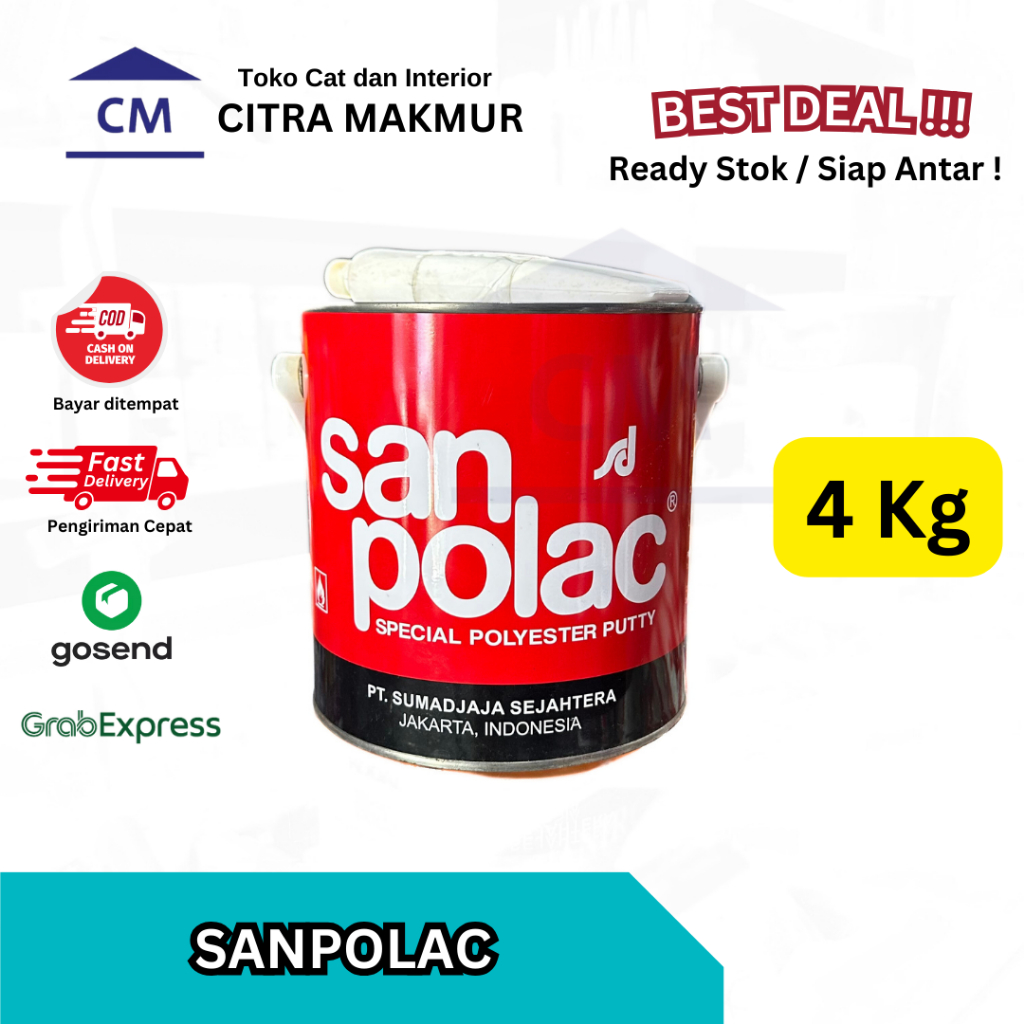 Dempul Sanpolac - 4 Kg Dempul Serbaguna ( Dempul+Hardener )