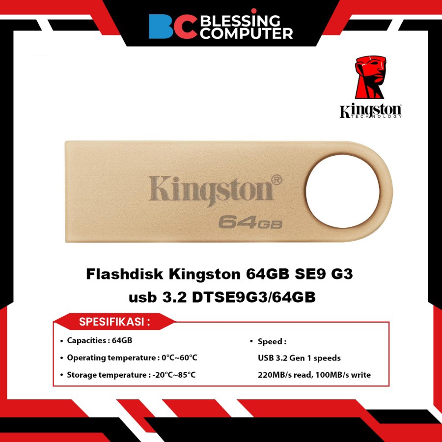 Flashdisk Kingston 64GB SE9 G3 usb 3.2 DTSE9G3/64GB