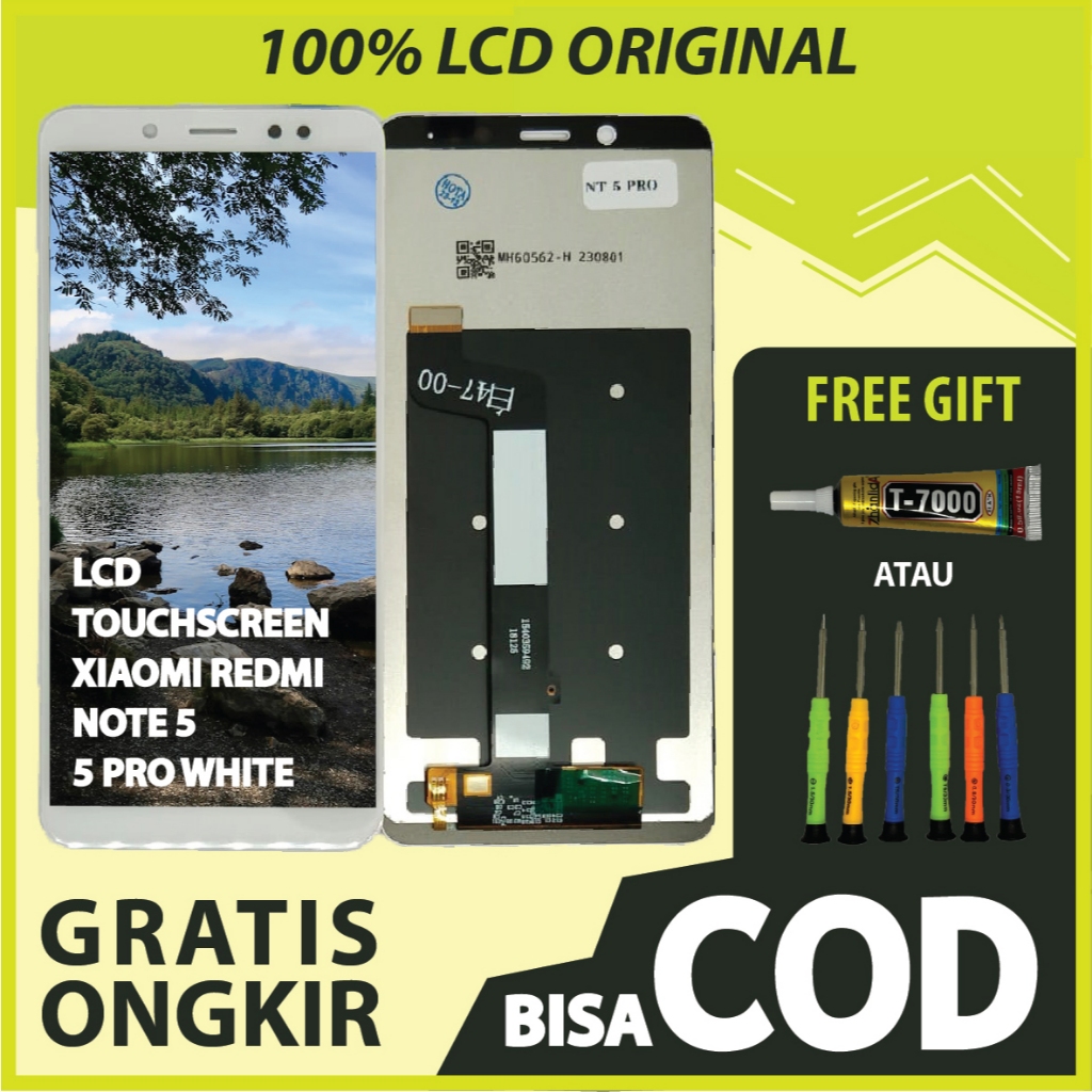 【ORIGINAL 100%】LCD TOUCHSCREEN XIAOMI REDMI NOTE 5/ 5 PRO WHITE FULLSET TOUCHSCREEN / ORIGINAL100%