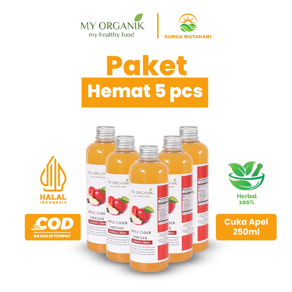 

My Organik Paket Super Hemat 5in1 Cuka Apel Original Organik Apple cider Vinegar With Mother