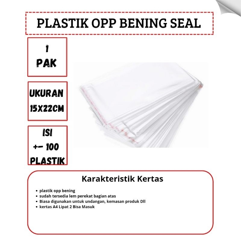 

[ 1 Pak Plastik Opp ] Ukuran 15x22 Cm