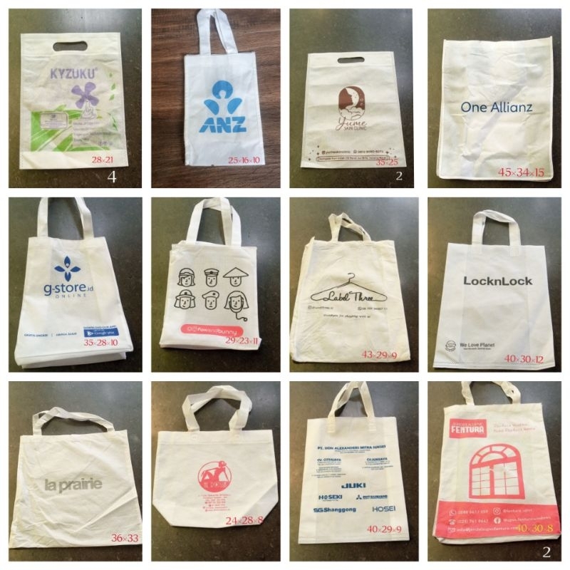 Spunbond bag tas belanja shopping bag PUTIH tas kue KYUZU ANZ YUME ALLIANZ GSTORE FOX LABEL TREE LA 