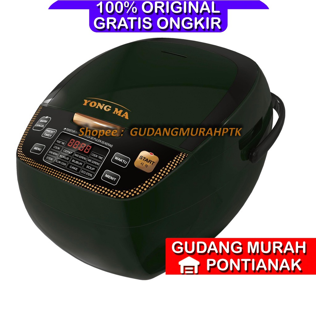 Ricecooker DIGITAL YONG MA 2 Liter Hijau Gelap Magic com YONGMA SMC-8017 N YMC801 R 2L 2LITER 12 FUN