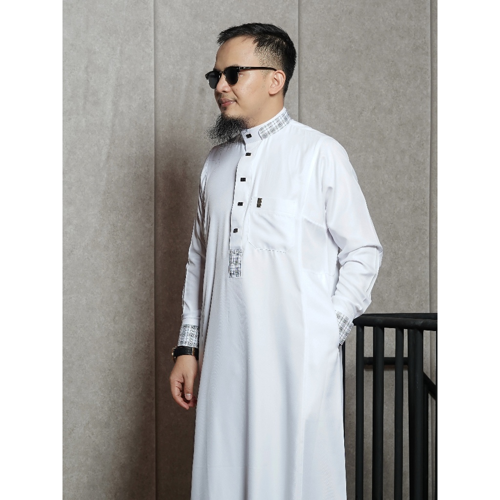 Jubah Series Alif | Jubah Muslim Pria Lengan Panjang Manset | Gamis Pria Dewasa Kerah Saudi